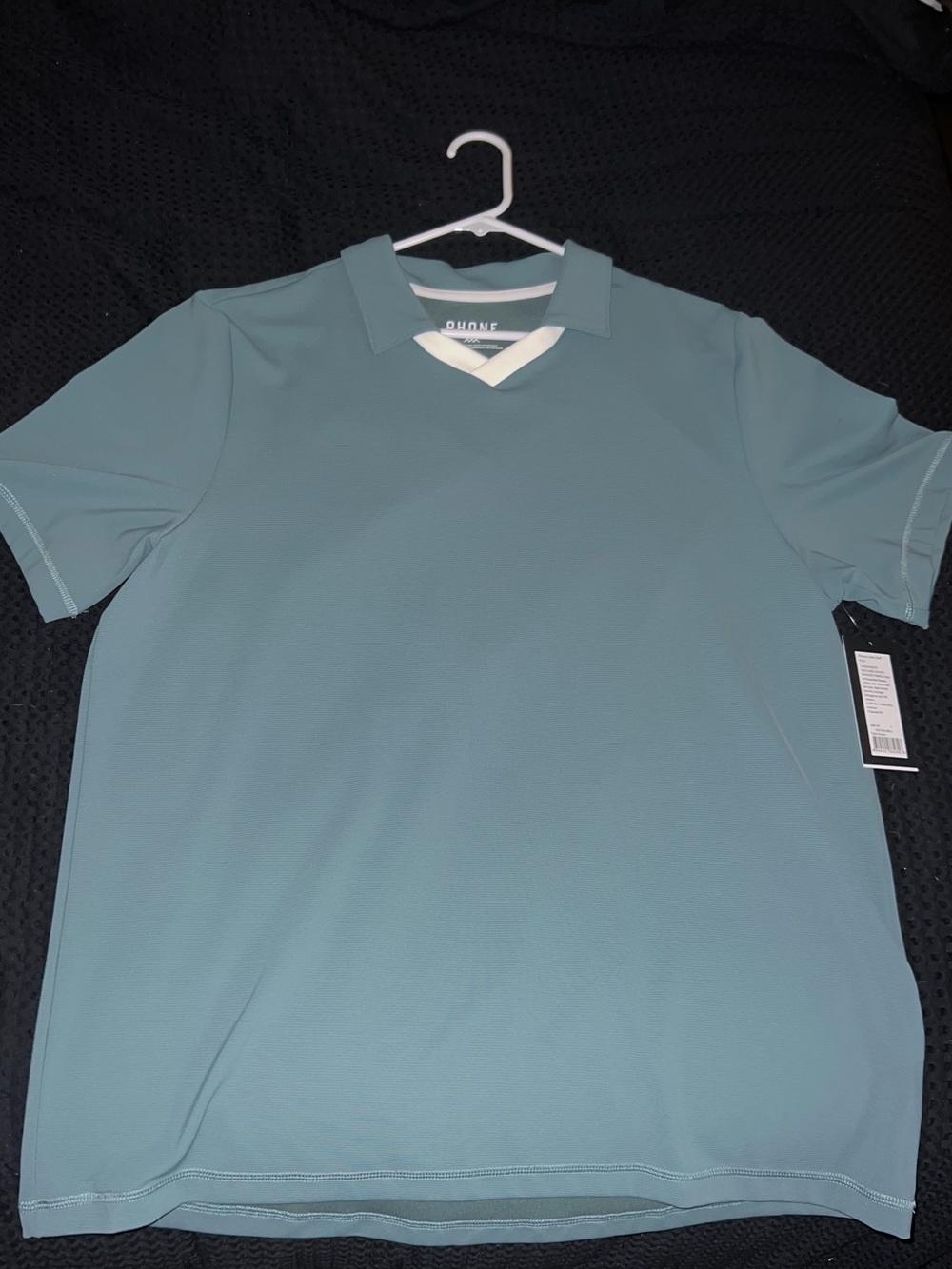 RHONE Men’s Teal Blue V-Neck Polo